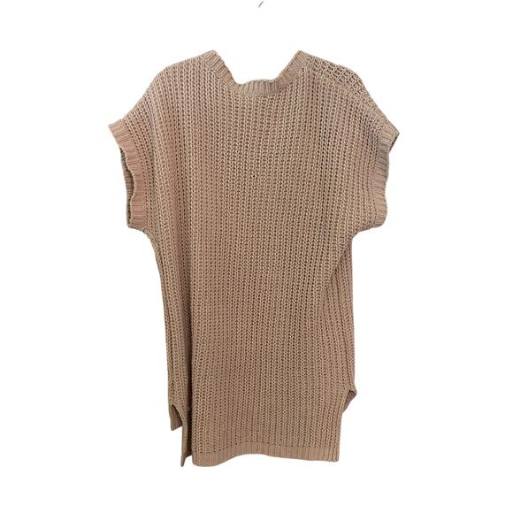 POL Short Sleeve High Low Chenille Sweater Vneck‎ Side Slits Small Lagenlook - Picture 2 of 8